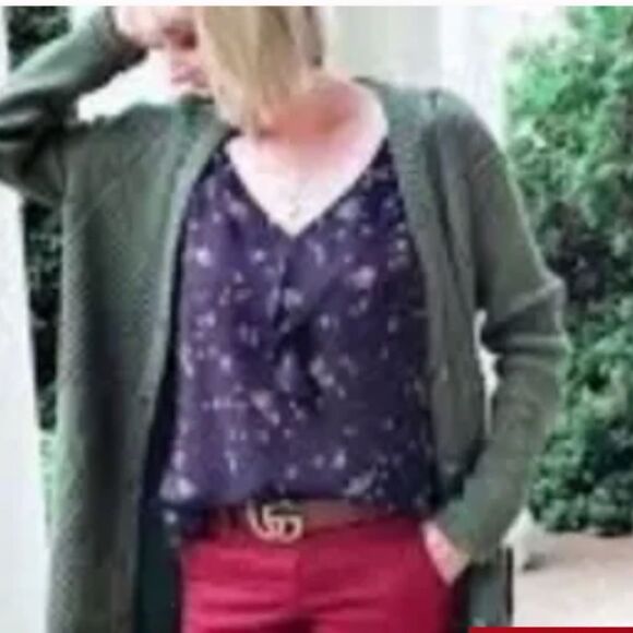 Cabi Black Magenta Pinstripe Ruffle Cami Fall 2018 #3607 Size Small - Picture 1 of 4